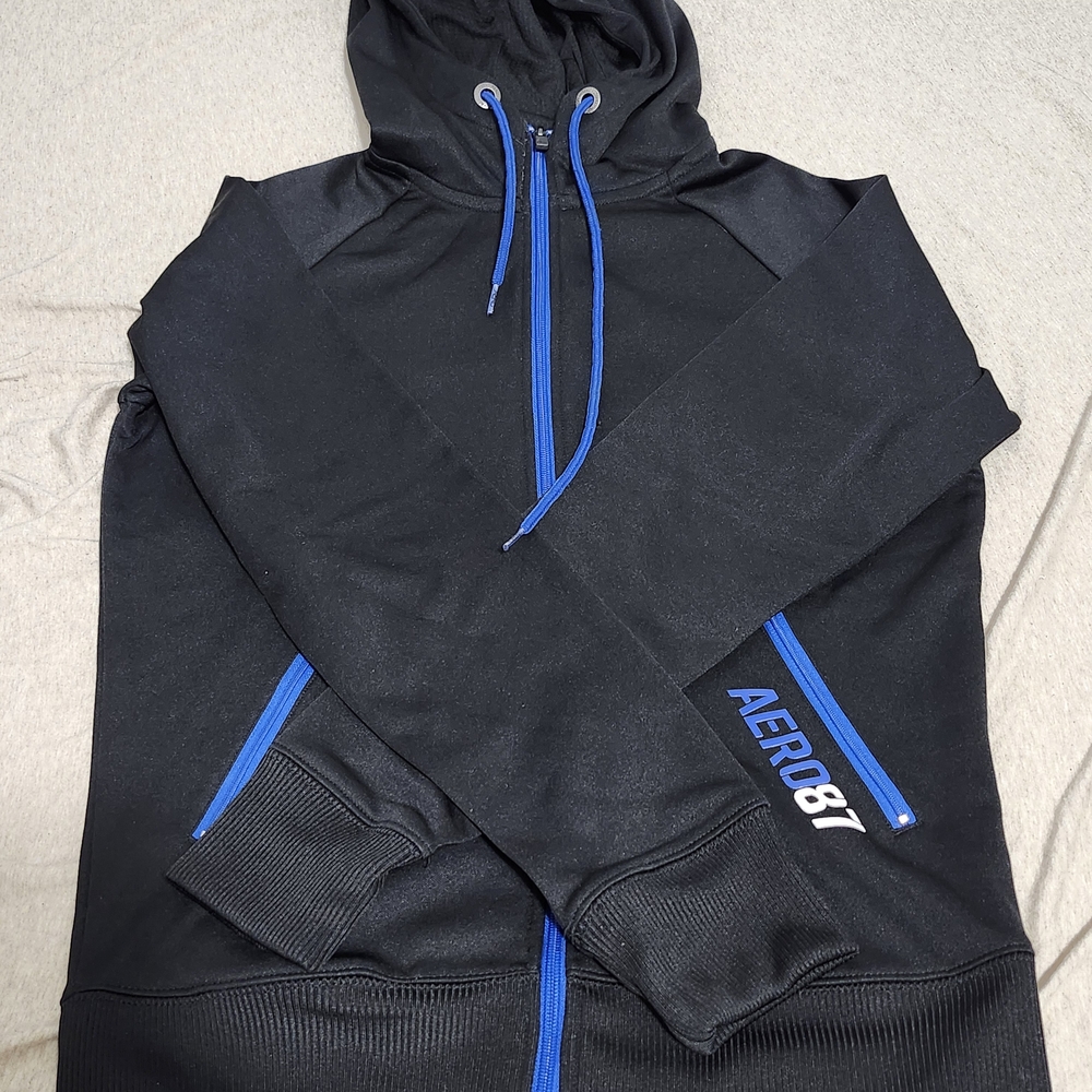 Aeropostale Black Hoodie with Blue Trim
